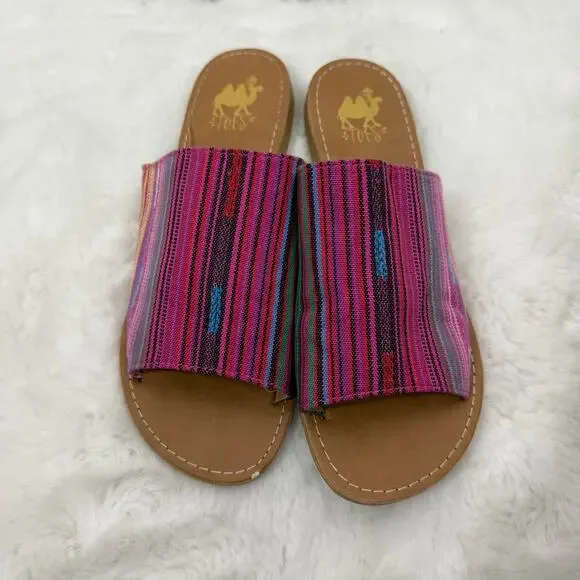 Women's Camel Multicolor Slip On Sandals Boho Size 8 - Picture 2 of 6